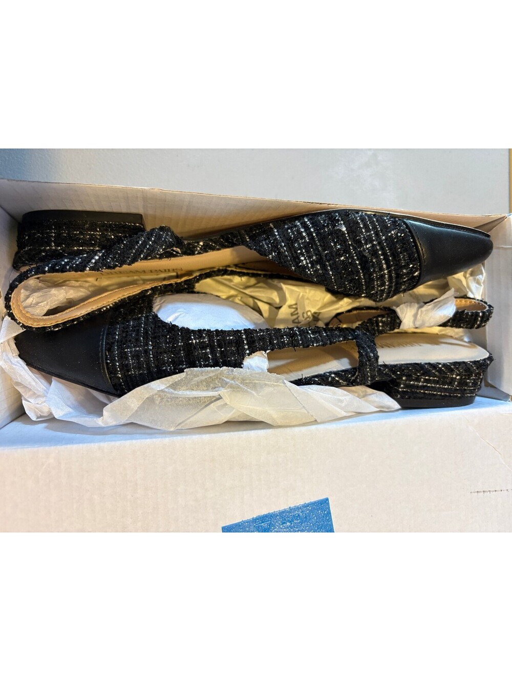 Dream Pairs Women's Black Fabric Slingback Pointed Toe Flats US 7